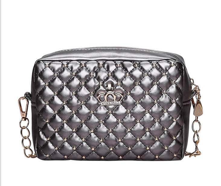 Women PU Crossbody Rivet Chain Shoulder Bag