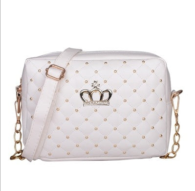 Women PU Crossbody Rivet Chain Shoulder Bag Hover Image