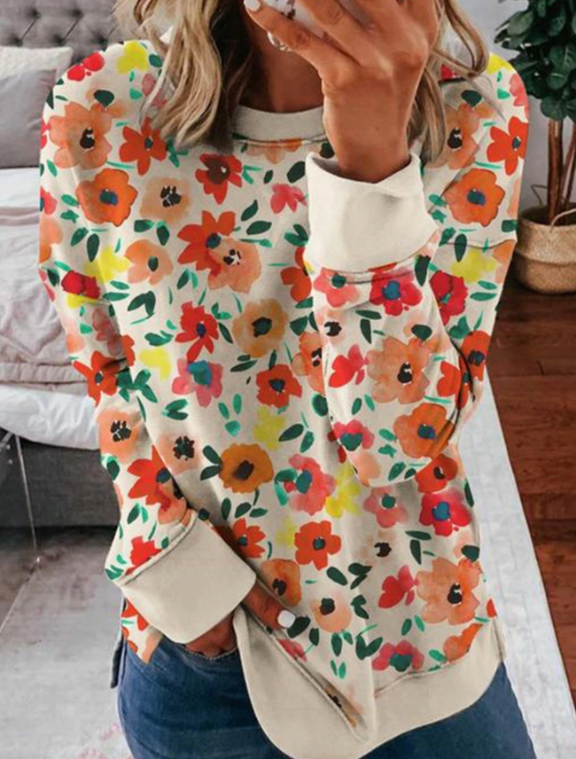 Printed All-match Sweater T-shirt Top Women Hover Image
