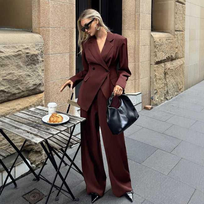 Women's Suit Wid -leg Pants Two-piece Set Hover Image