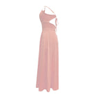 Women's Sexy Deep V Neck Maxi Dress Spaghetti Strap Sleeveless Backless High Slit Long Dress