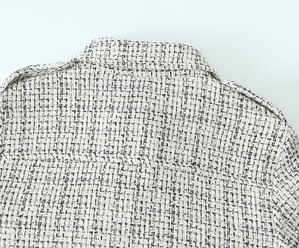 Women's Tweed Patch Pocket Decoration Textured Blazer