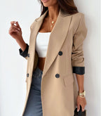 Women's Clothing Plain Casual Loose Beige Blazer
