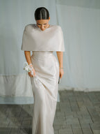 Satin Cape-style Top &Fitted Maxi Dress Set
