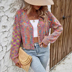 Color Retro Cardigan All-match Sweater Women