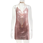 Metal Sequins Dress Rhinestone Women