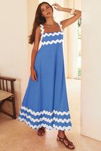 Women's SpringSummer New Suspender Printed Long Dress
