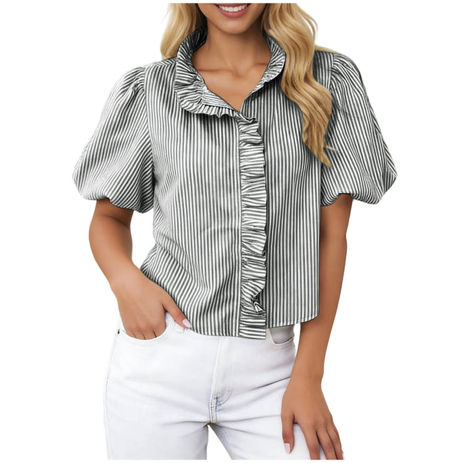 Striped Casual Yarn-Dyed Shirt For Women Main Image