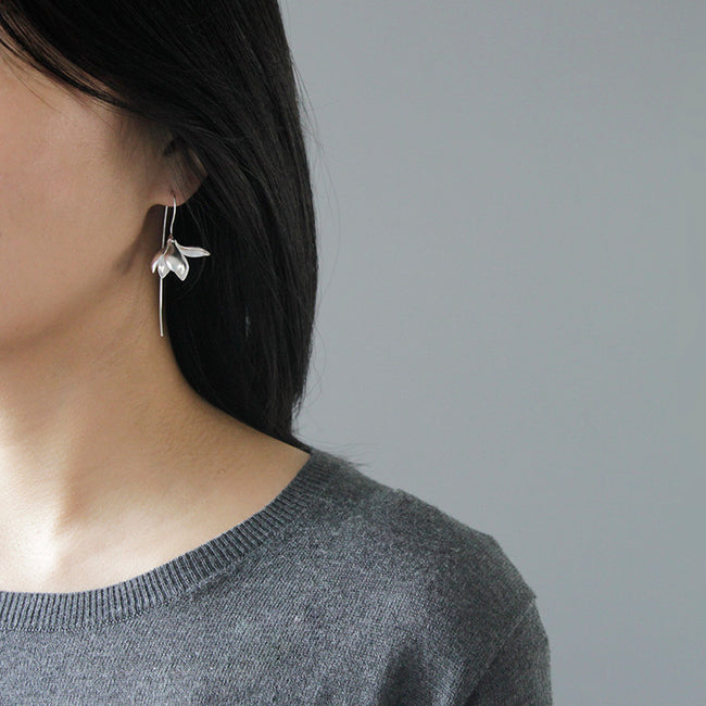 Gold Silver Earring Fashion Jewelry Elegant Magnolia Flower Dangle Earrings For Women Gifts Main Image