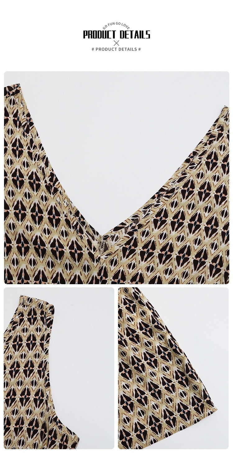 Women's Rhombus Prints Sleeveless Dress