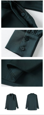 Advanced Bow Tie Design Light Mature Satin Shirt Women