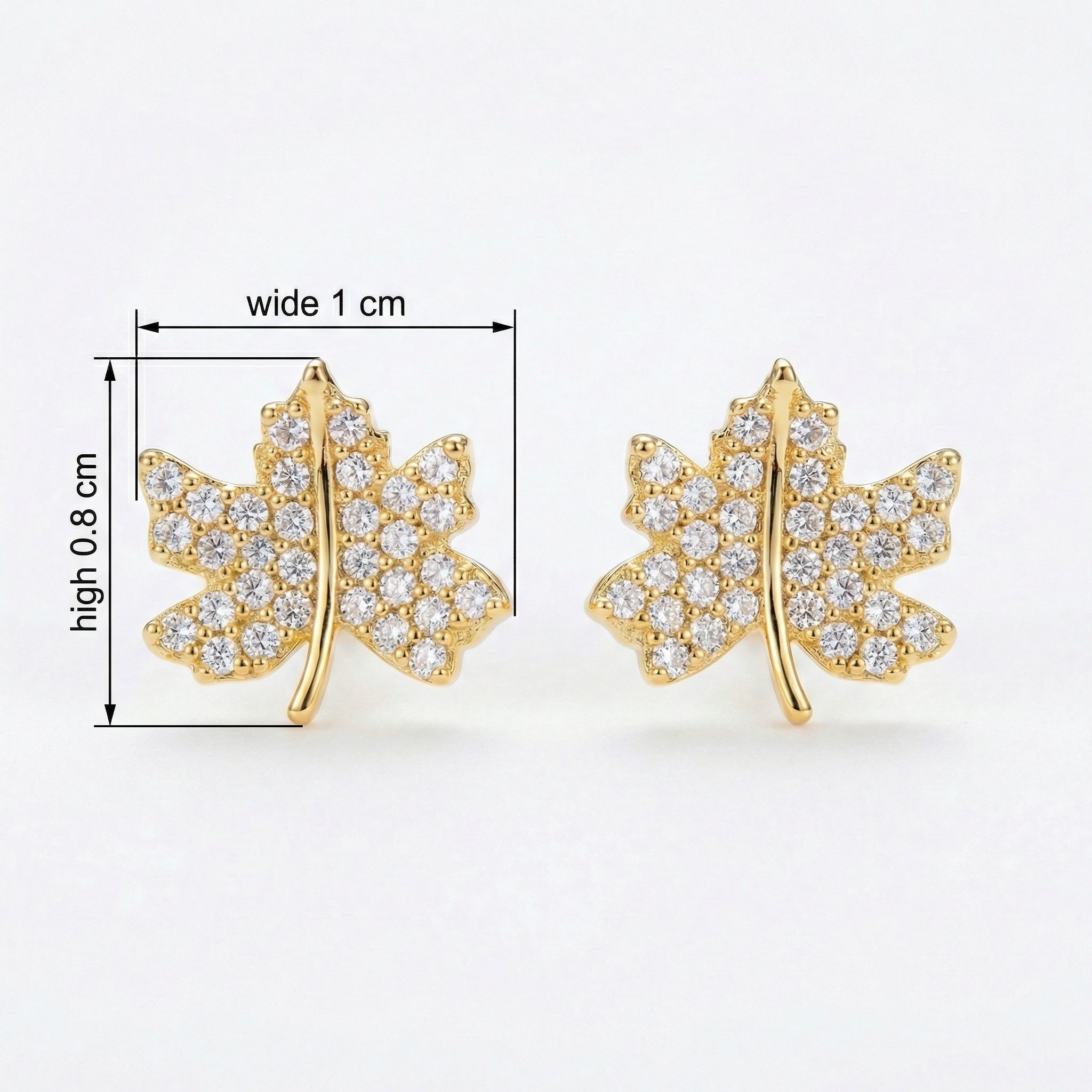925 Sterling Silver Elegant Sparkling Crystal Maple Leaf Stud Earrings Nature-Inspired Jewelry for Women