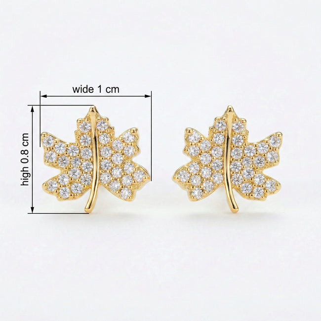 925 Sterling Silver Elegant Sparkling Crystal Maple Leaf Stud Earrings Nature-Inspired Jewelry for Women Main Image