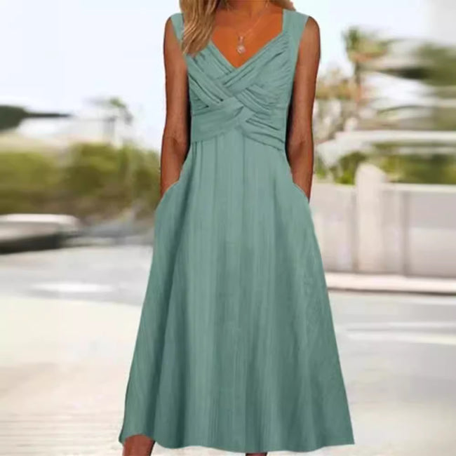 Women's Fashion Solid Color High Waist Strap Type Dress Hover Image