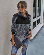Stitching plush tie-dye sweater women