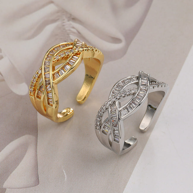 Couple Couple Rings Adjustable Cross Zircon Ring Main Image