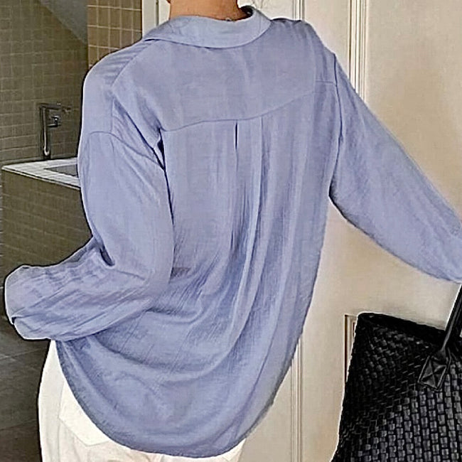 Blue Long Sleeved Shirt Lace-up Tup Cardigan Women Main Image