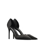 Real silk satin hollow pointed stiletto heels