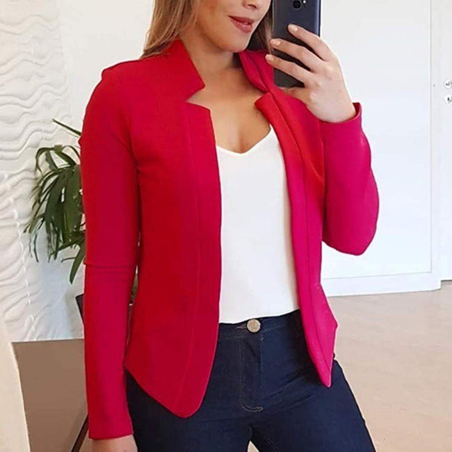 Solid Long Sleeve Blazer S-5XL PYR Hover Image
