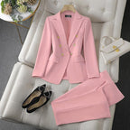 New All-matching Casual Suit Lapel Button-down Jacket And Slim-fit Trousers For Women's Office Business Set Clothing