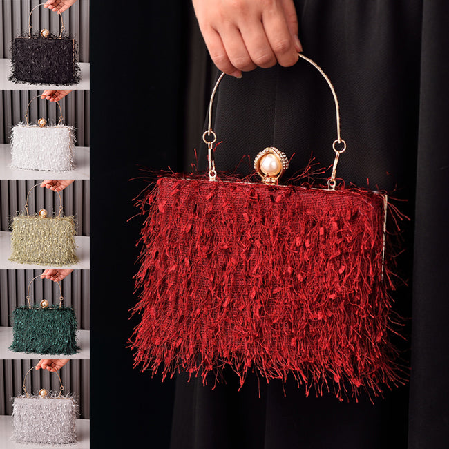 Tassel Handbags Women Dress Party Evening Bag Fashion Luxury Designer Square Bags Crossbody Shoulder Bag Ladies Hover Image