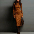 Turtleneck Long-sleeved Dress Fashion Sexy Slim-fitting Bodycon Long Dresses Women's Clothing