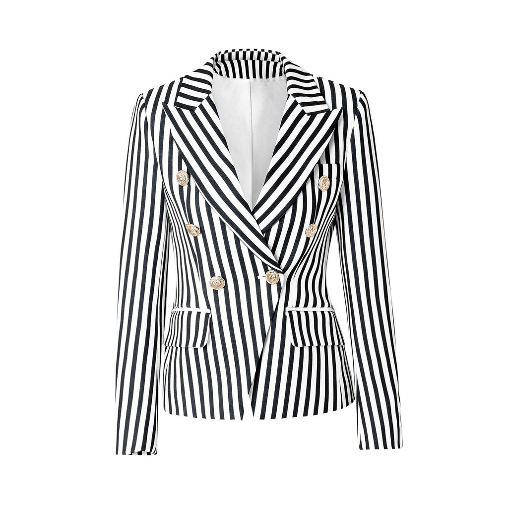 Slim-fitting Double-breasted Blazer With Vintage Stripes