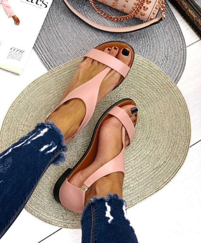 Flat toe 40-43 large size buckle sandals women Hover Image