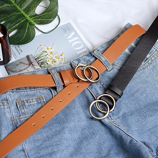 Lady belt with bronze round buckle Main Image