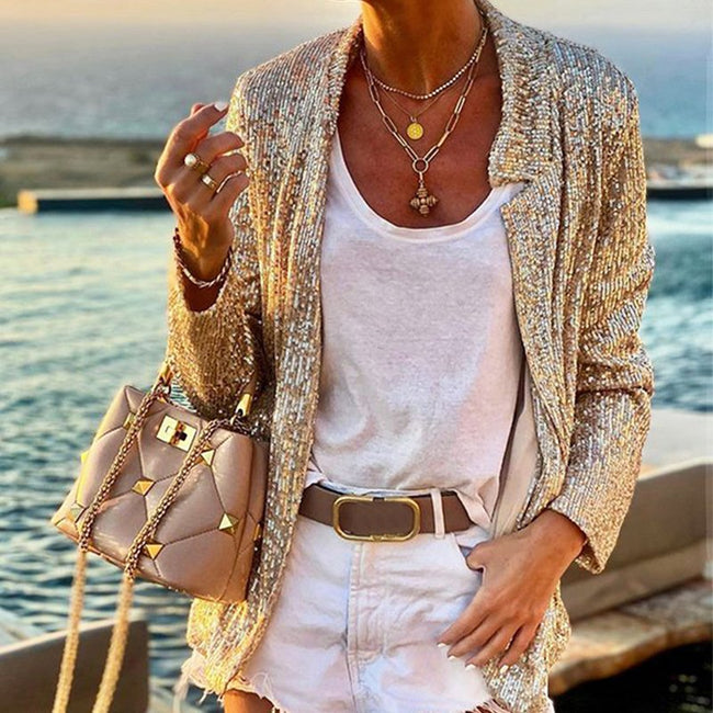 Women's Sequined Long-sleeved Autumn And Winter Slim Fit Small Blazer Women Main Image