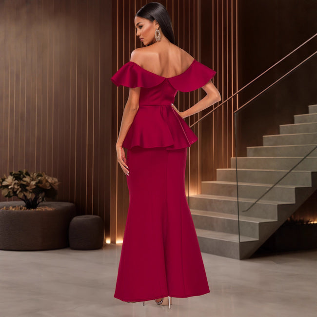 Strapless Ruffled Off-the-shoulder Dress Fishtail Dress Main Image