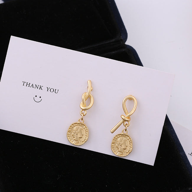 New Vintage Matte Irregular Earring Creative Head Earrings Temperament Women Fashion Earrings Jewelry Main Image
