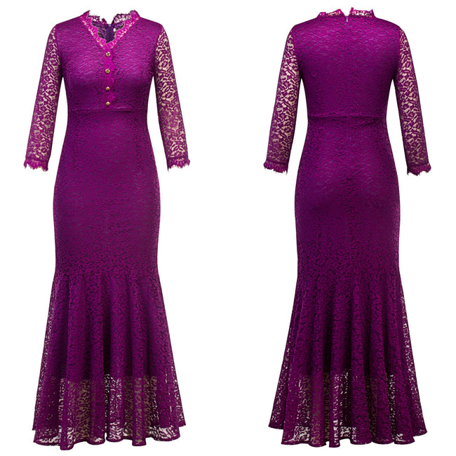 V-neck floral wedding party dress and dress Main Image