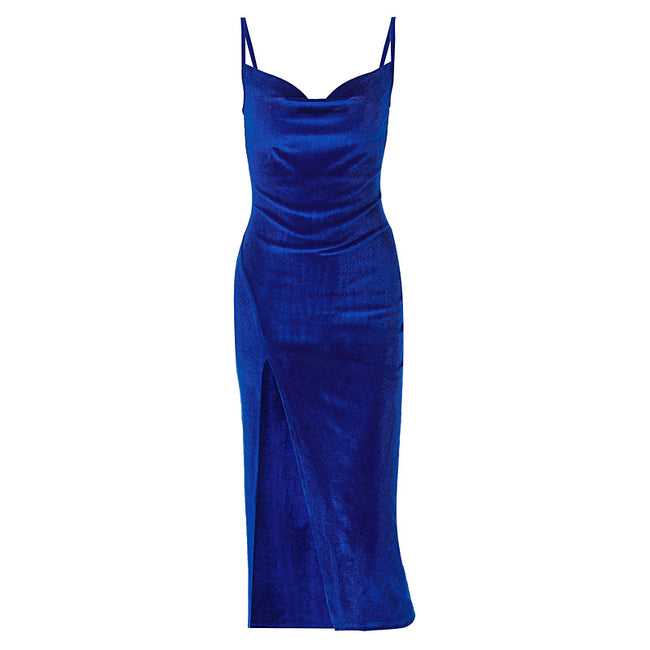 New Sexy Slim Slit Velvet Suspenders Party Dress Dress For Women Main Image