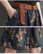 New Fat Sister Print Thin Wide Leg Shorts Women