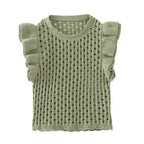 Hollow Out Layered Decorative Knitted Sweater Vest For Women