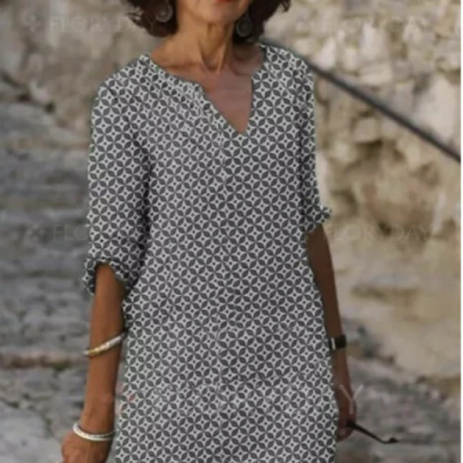 Mid-length Sleeved Dress Multi-colored Hover Image