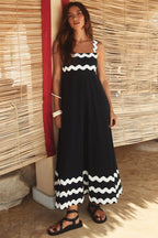 Women's SpringSummer New Suspender Printed Long Dress
