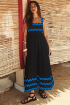 Women's SpringSummer New Suspender Printed Long Dress
