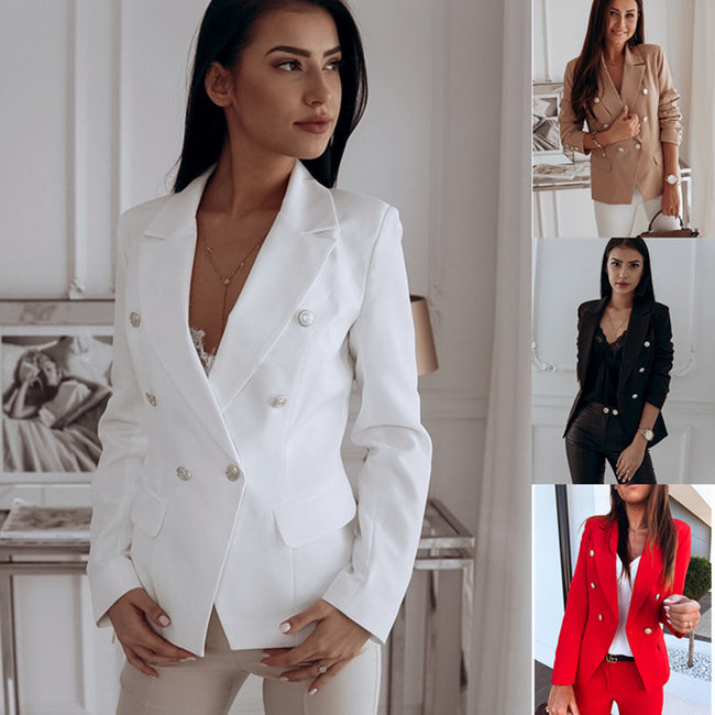 Metal button double breasted Blazer woman Hover Image