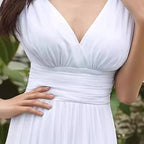 Women's Elegant Graceful Deep V-neck Sleeveless Chiffon Formal Maxi Evening Dress