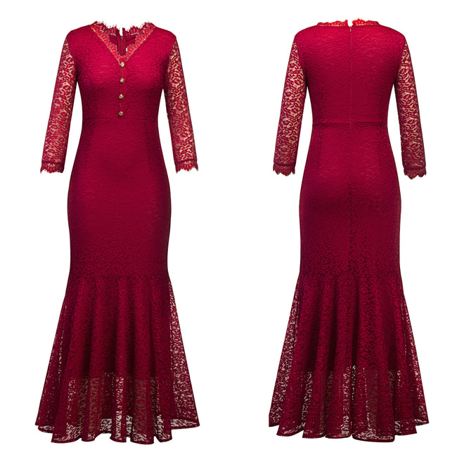 V-neck floral wedding party dress and dress Hover Image