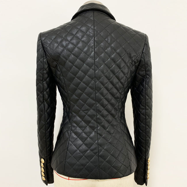 Slim-fit quilted leather blazer Main Image