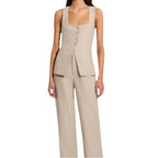 Vest Suit Cotton Square Collar Sleeveless Vest Top Trousers Two-piece Set