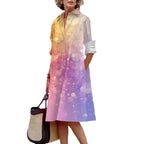 Colorful Blooming Summer Comfortable Shirt Dress