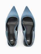 Women's Blue Denim Fabric High Heels
