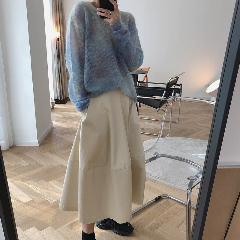 Perspective Round Neck Loose Mohair Sweater Knit Sweater Women Thin