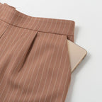 Fashion Striped Suit Collar Lace Up Shorts Set