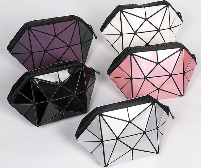 Fashion Geometric Cosmetic Bag For Women Ladies Zipper Bag Organizer Makeup Cosmetics Lightweight Foldable Travel Make Up Bag Hover Image