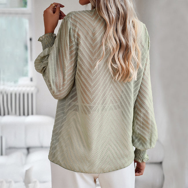 European And American V-neck Long Sleeve Shirt Women Main Image